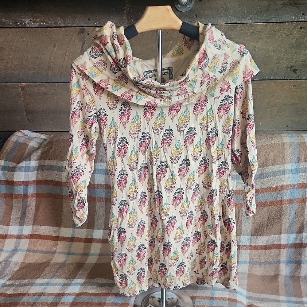 Effie's Heart Cream and Multicolor Leaf Print Top - Picture 6 of 7